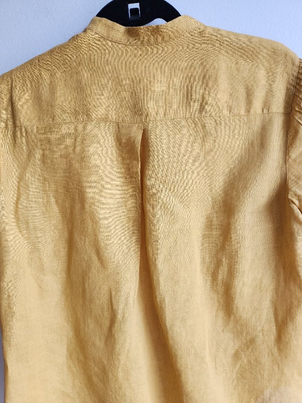 Akris Punto Yellow Linen Pintuck Sleeves Blouse - Sz 8 - Picture 7 of 9